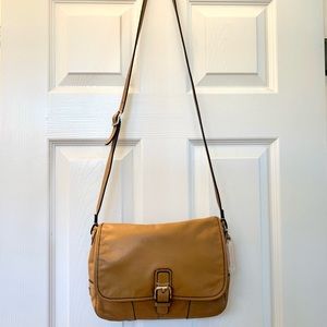 Coach Camel Leather Crossbody Messenger Bag